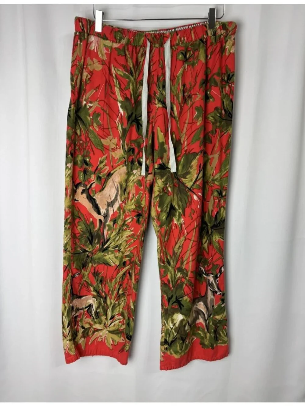 Lilka Anthropologie Pajama Bottom Pants Doting Deer Red Flannel 34 X 29